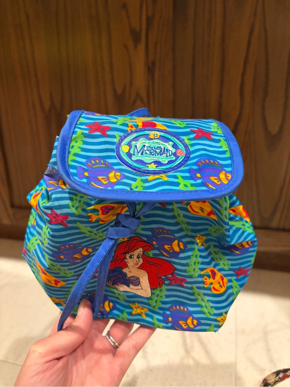 Little Mermaid Kids Blue Drawstring Snack Bag
